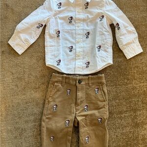 Janie and Jack Tan and White Kids Outfit